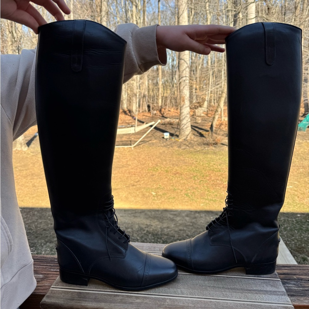 Ariat Women's Equestrian Leather Field Boots 55701 Reg Calf 9 made in Italy